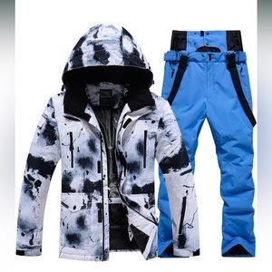 Men's ski jacket and pants set, winter thermal coat, men's snowboard suit